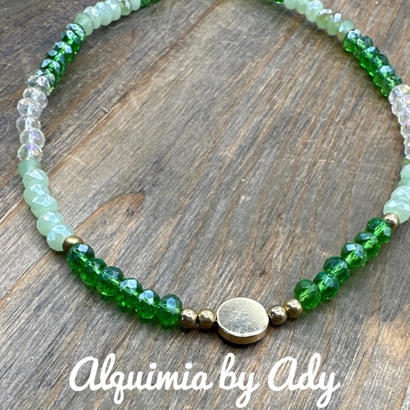 Handmade beaded Aventurine statement jeweled necklace - Picture 1 of 2